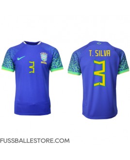 Günstige Brasilien Thiago Silva #3 Auswärtstrikot WM 2022 Kurzarm